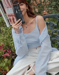 Two Piece Striped Long Blouse Shirt