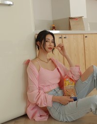Two Piece Striped Long Blouse Shirt
