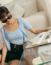 Two Piece Knit Short Sleeve Top
