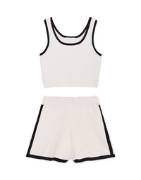 Piped Knit Tank Top Set