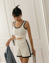 Piped Knit Tank Top Set