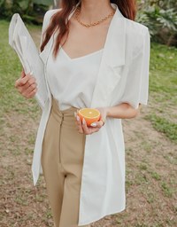 Two Piece Collar Oversized Blazer with Shoulder Pads