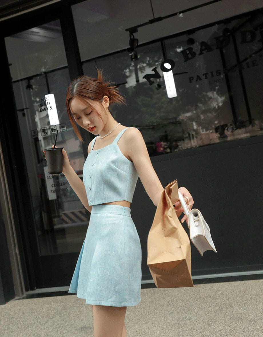 Elegant Tweed Tank Top + Skirt Set