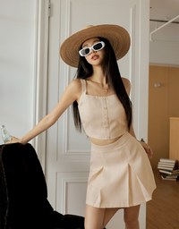 Elegant Tweed Tank Top + Skirt Set