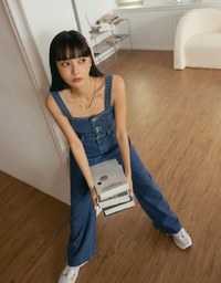 2way Denim Jeans Tank Jumpsuit