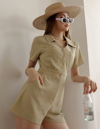 Edgy Smart Lapel Buttoned Playsuit