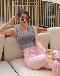 Preppy Crop Knit Tank Top