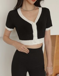 Two Tone Knit Cropped Top