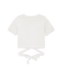 Diagonal Button Knit Tie Back Top