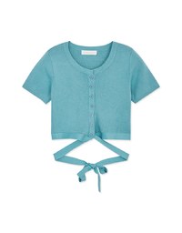 Diagonal Button Knit Tie Back Top
