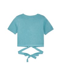 Diagonal Button Knit Tie Back Top