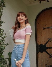 Off Shoulder Knit Crop Top