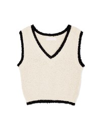V Neck Color Edge Crop Vest