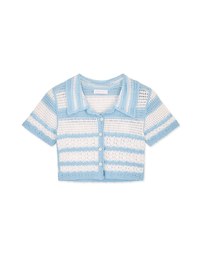 Striped Crochet Knit Blouse Shirt