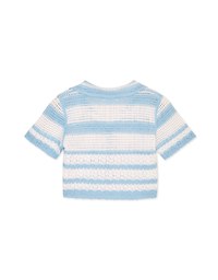 Striped Crochet Knit Blouse Shirt