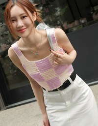 Checkerboard Knit Tank Top