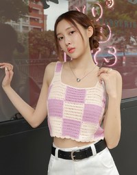 Checkerboard Knit Tank Top