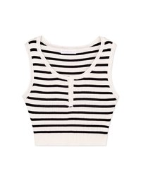 Striped Button Up Crop Tank Top