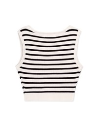 Striped Button Up Crop Tank Top