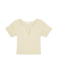 Wool V Neck Short Sleeve Top