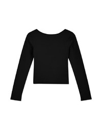Small V Low-Cut Long-Sleeved Knit Top