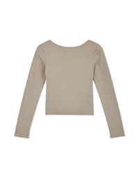 Small V Low-Cut Long-Sleeved Knit Top