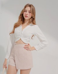 Plain Crop Top Blouse Shirt