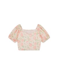 Qipao TOP 2WAY Floral Cheongsam Top Off Shoulder Puff Sleeves