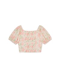 Qipao TOP 2WAY Floral Cheongsam Top Off Shoulder Puff Sleeves
