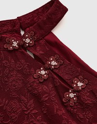 Qipao TOP Embossed Cheongsam Halter Neck Vest Cami Tank Top