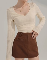 Crinkled Heart Neckline Top