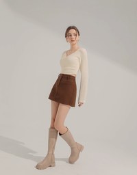 Crinkled Heart Neckline Top