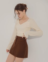 Crinkled Heart Neckline Top