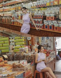 【Elecher's Design】Qipao SKORT Bottom Embossed Satin Cheongsam A-line Skorts