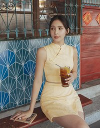 【Elecher's Design】Qipao SKORT Bottom Embossed Satin Cheongsam A-line Skorts