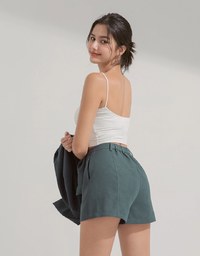 Textured Thick Wide Hem Shorts