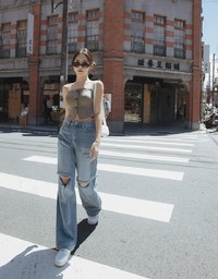 【Elecher's Design】BOSS MOM Distressed Denim Jeans