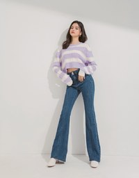 Fitted Bodycon Wrap Flared Jeans