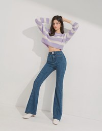 Fitted Bodycon Wrap Flared Jeans