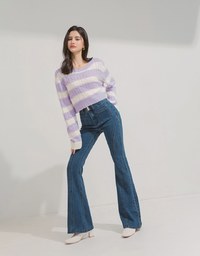 Fitted Bodycon Wrap Flared Jeans