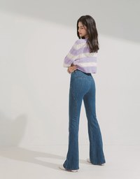 Fitted Bodycon Wrap Flared Jeans
