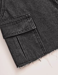 Drawstring Cargo Style Denim Jeans Shorts