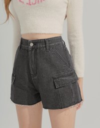 Drawstring Cargo Style Denim Jeans Shorts