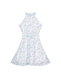 Qipao DRESS Halter Neck Printed Floral Chiffon Modern Cheongsam Qipao Dress ( Elastic Waistline)