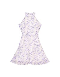 Qipao DRESS Halter Neck Printed Floral Chiffon Modern Cheongsam Qipao Dress ( Elastic Waistline)