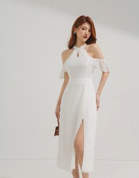 Qipao DRESS Cheongsam Collar Off Shoulder Slit Midi Dress