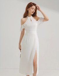 Qipao DRESS Cheongsam Collar Off Shoulder Slit Midi Dress