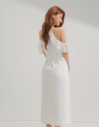Qipao DRESS Cheongsam Collar Off Shoulder Slit Midi Dress