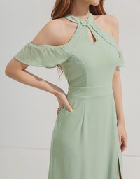 Qipao DRESS Cheongsam Collar Off Shoulder Slit Midi Dress