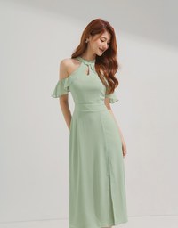 Qipao DRESS Cheongsam Collar Off Shoulder Slit Midi Dress